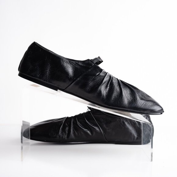 Massimo Dutti Soft Leather Ballet Flats Mary Janes Black US 9 EU 40 NWB 1578/450 - Picture 3 of 10